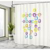 Ambesonne Duck Shower Curtain, Cartoon Character Taking a Bath Colorful Drops Backdrop Dots, Cloth Fabric Bathroom Decor Set with Hooks, 69″ W x 84″ L, Soft Blue Sky Blue Yellow(Ivory Purple Yellow)