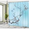 Ambesonne Duck Shower Curtain, Cartoon Character Taking a Bath Colorful Drops Backdrop Dots, Cloth Fabric Bathroom Decor Set with Hooks, 69″ W x 84″ L, Soft Blue Sky Blue Yellow(Soft Blue)