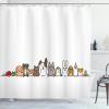 Ambesonne Cartoon Shower Curtain, Domestic Pets Various Animals with Funny Expressions Humorous Cartoon Style, Cloth Fabric Bathroom Decor Set with Hooks, 69″ W x 70″ L, Grey Salmon