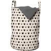 Ambesonne Hearts Laundry Bag, Valentine’s Day Theme Hand Drawn Repeated Romantic Modern Love Shapes Pattern, Hamper Basket with Handles Drawstring Closure for Laundromats, 13″ x 19″, Champagne Black