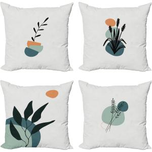 Ambesonne Alice in Wonderland Throw Pillow Cushion Cover Pack of 2, Rabbit Motion Cups Hearts and Flower Character Alice Cartoon Style, Zippered Double-Side Digital Print Decor, 18″, Black Blue(Apricot Slate Blue)