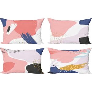 Ambesonne Alice in Wonderland Throw Pillow Cushion Cover Pack of 2, Rabbit Motion Cups Hearts and Flower Character Alice Cartoon Style, Zippered Double-Side Digital Print Decor, 18″, Black Blue(Rose Lilac and Dark Ceil Blue)
