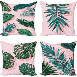 Ambesonne Alice in Wonderland Throw Pillow Cushion Cover Pack of 2, Rabbit Motion Cups Hearts and Flower Character Alice Cartoon Style, Zippered Double-Side Digital Print Decor, 18″, Black Blue(Pale Pink Teal and Green)
