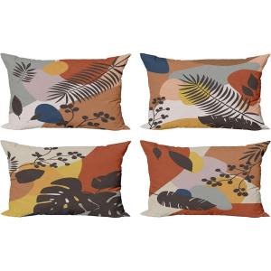Ambesonne Alice in Wonderland Throw Pillow Cushion Cover Pack of 2, Rabbit Motion Cups Hearts and Flower Character Alice Cartoon Style, Zippered Double-Side Digital Print Decor, 18″, Black Blue(Rust and Multicolor)