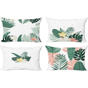 Ambesonne Alice in Wonderland Throw Pillow Cushion Cover Pack of 2, Rabbit Motion Cups Hearts and Flower Character Alice Cartoon Style, Zippered Double-Side Digital Print Decor, 18″, Black Blue(Green Blush Pale Yellow)