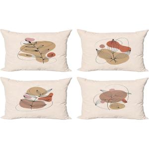 Ambesonne Alice in Wonderland Throw Pillow Cushion Cover Pack of 2, Rabbit Motion Cups Hearts and Flower Character Alice Cartoon Style, Zippered Double-Side Digital Print Decor, 18″, Black Blue(Champagne Cinnamon and Beige)