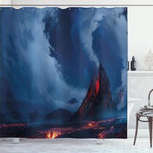 Ambesonne Cartoon Shower Curtain, Curious Panda on an Exotic Branch Asian Bear Jungle Woods Illustration, Cloth Fabric Bathroom Decor Set with Hooks, 69″ W x 75″ L, Fern Green White Black(Dark Blue Red)