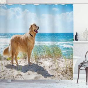 Ambesonne Cartoon Shower Curtain, Curious Panda on an Exotic Branch Asian Bear Jungle Woods Illustration, Cloth Fabric Bathroom Decor Set with Hooks, 69″ W x 75″ L, Fern Green White Black(Green Camel)