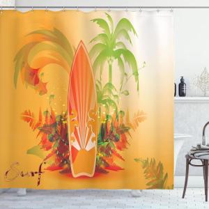 Ambesonne Cartoon Shower Curtain, Curious Panda on an Exotic Branch Asian Bear Jungle Woods Illustration, Cloth Fabric Bathroom Decor Set with Hooks, 69″ W x 75″ L, Fern Green White Black(Fern Green)
