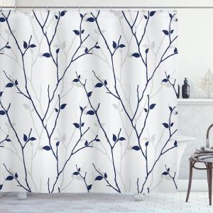 Ambesonne Cartoon Shower Curtain, Curious Panda on an Exotic Branch Asian Bear Jungle Woods Illustration, Cloth Fabric Bathroom Decor Set with Hooks, 69″ W x 75″ L, Fern Green White Black(Petrol Blue)