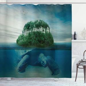 Ambesonne Cartoon Shower Curtain, Curious Panda on an Exotic Branch Asian Bear Jungle Woods Illustration, Cloth Fabric Bathroom Decor Set with Hooks, 69″ W x 75″ L, Fern Green White Black(Blue Green)