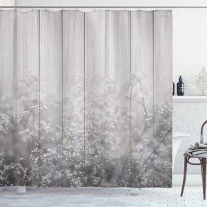 Ambesonne Cartoon Shower Curtain, Curious Panda on an Exotic Branch Asian Bear Jungle Woods Illustration, Cloth Fabric Bathroom Decor Set with Hooks, 69″ W x 75″ L, Fern Green White Black(Pale Grey)