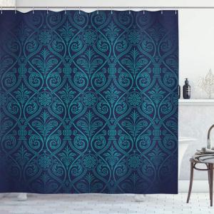 Ambesonne Cartoon Shower Curtain, Jolly Frog with Greater Eye Lizard Gecko Smily Childish Funny Cartoon Artwork, Cloth Fabric Bathroom Decor Set with Hooks, 69″ W x 70″ L, Green Fern(Indigo Turquoise)