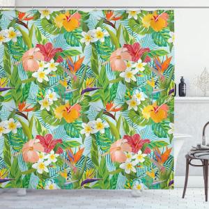 Ambesonne Cartoon Shower Curtain, Jolly Frog with Greater Eye Lizard Gecko Smily Childish Funny Cartoon Artwork, Cloth Fabric Bathroom Decor Set with Hooks, 69″ W x 70″ L, Green Fern(Fern Green Pale Blue)