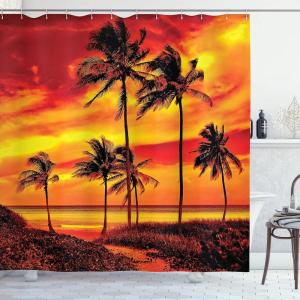Ambesonne Cartoon Shower Curtain, Jolly Frog with Greater Eye Lizard Gecko Smily Childish Funny Cartoon Artwork, Cloth Fabric Bathroom Decor Set with Hooks, 69″ W x 70″ L, Green Fern(Orange Red Black)