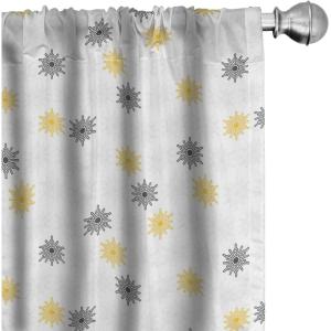 Ambesonne Cats Curtains, Funny Colorful Graphic Kittens Cartoon Style Boys Girls Playroom, Window Treatments 2 Panel Set for Living Room Bedroom, Pair of – 28″ x 63″, Cream Orange(Grey and Black)