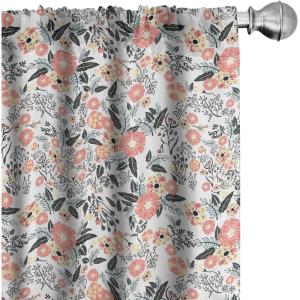 Ambesonne Cats Curtains, Funny Colorful Graphic Kittens Cartoon Style Boys Girls Playroom, Window Treatments 2 Panel Set for Living Room Bedroom, Pair of – 28″ x 63″, Cream Orange(Grey Black)