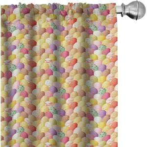 Ambesonne Cats Curtains, Funny Colorful Graphic Kittens Cartoon Style Boys Girls Playroom, Window Treatments 2 Panel Set for Living Room Bedroom, Pair of – 28″ x 63″, Cream Orange(Pale Yellow)