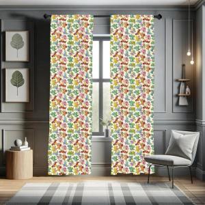 Ambesonne Cats Curtains, Funny Colorful Graphic Kittens Cartoon Style Boys Girls Playroom, Window Treatments 2 Panel Set for Living Room Bedroom, Pair of – 28″ x 63″, Cream Orange(Multicolor Ruby)