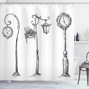 Ambesonne Duck Shower Curtain, Cartoon Character Taking a Bath Colorful Drops Backdrop Dots, Cloth Fabric Bathroom Decor Set with Hooks, 69″ W x 84″ L, Soft Blue Sky Blue Yellow(White Grey)