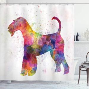 Ambesonne Duck Shower Curtain, Cartoon Character Taking a Bath Colorful Drops Backdrop Dots, Cloth Fabric Bathroom Decor Set with Hooks, 69″ W x 84″ L, Soft Blue Sky Blue Yellow(Pink Multicolor)