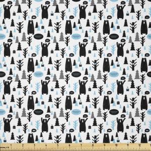 Ambesonne I Love You Fabric by The Yard, Hand Writing with Infinity Romantic Red Hearts Valentines Day Theme, Stretch Knit Fabric for Clothing Sewing and Arts Crafts, 1 Yard, Black and White(Pale Blue Black White)