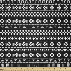 Ambesonne I Love You Fabric by The Yard, Hand Writing with Infinity Romantic Red Hearts Valentines Day Theme, Stretch Knit Fabric for Clothing Sewing and Arts Crafts, 1 Yard, Black and White(Charcoal White)