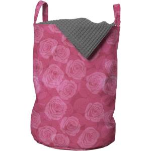Ambesonne Rose Laundry Bag, Shades of Pink Gentle Seasonal Flora Romance Love Theme Valentine’s Day Inspired Design, Hamper Basket with Handles Drawstring Closure for Laundromats, 13″ x 19″, Pink
