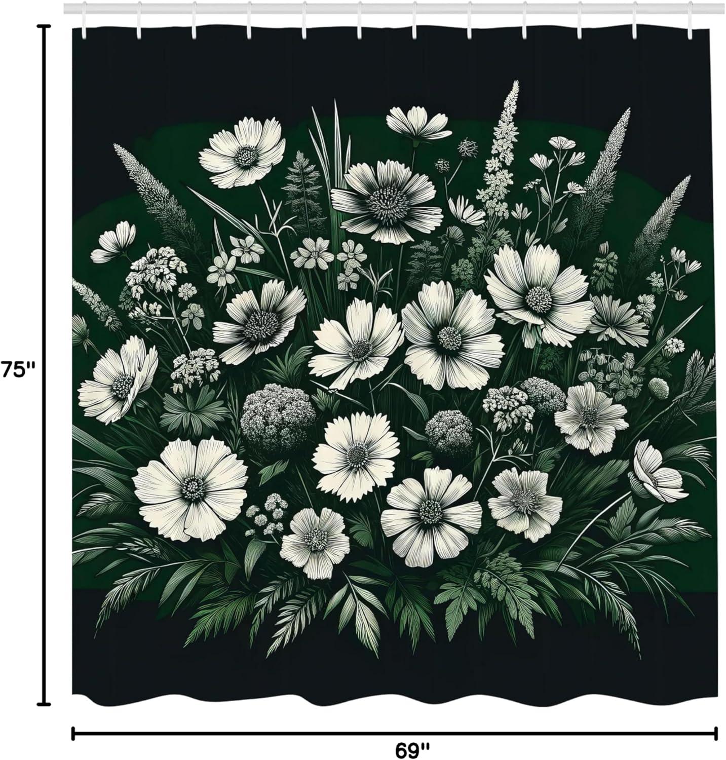 imageAmbesonne Floral Shower Curtain Delicate Pink Bouquet of Spring Nature Blossoms Romantic Design Print Cloth Fabric Bathroom Decor Set with Hooks 69 W x 84 L Rose Sage Green and WhiteEmerald Off White Grey