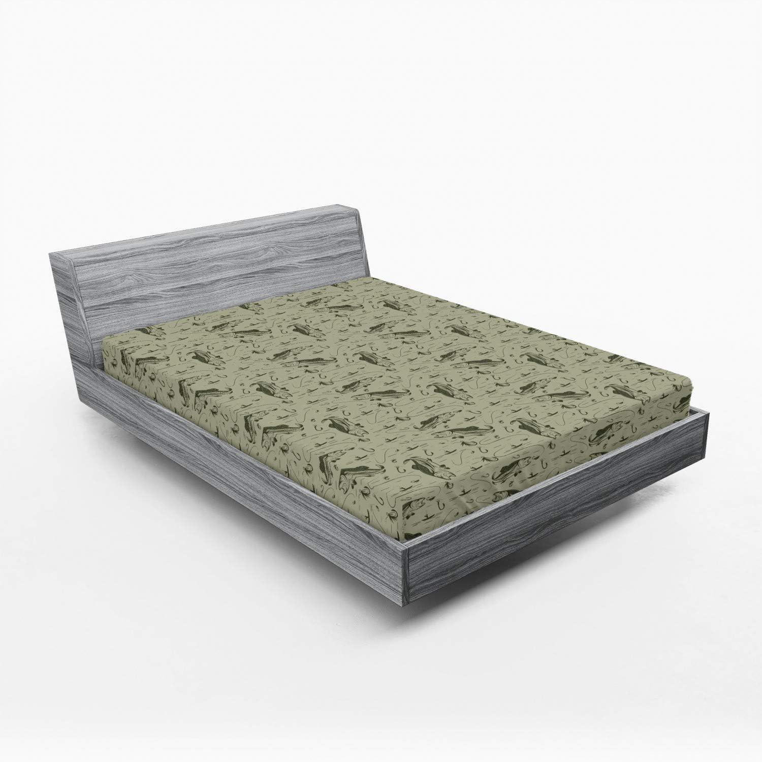 imageAmbesonne Forest 2 Pack Fitted Sheet Woodland Animals Bed Cover AllRound Elastic Deep Pockets 2 Pieces Package Contains 2 Twin Size Fitted Sheets Mustard BrownDusk Green