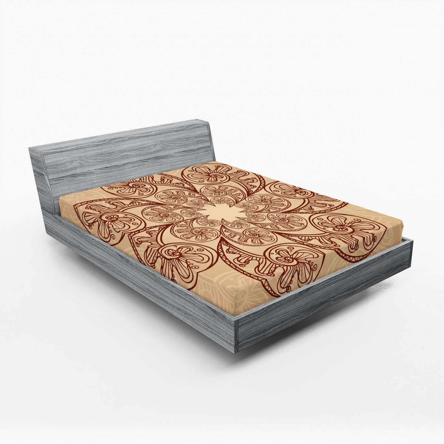 imageAmbesonne Forest 2 Pack Fitted Sheet Woodland Animals Bed Cover AllRound Elastic Deep Pockets 2 Pieces Package Contains 2 Twin Size Fitted Sheets Mustard BrownChestnut Brown