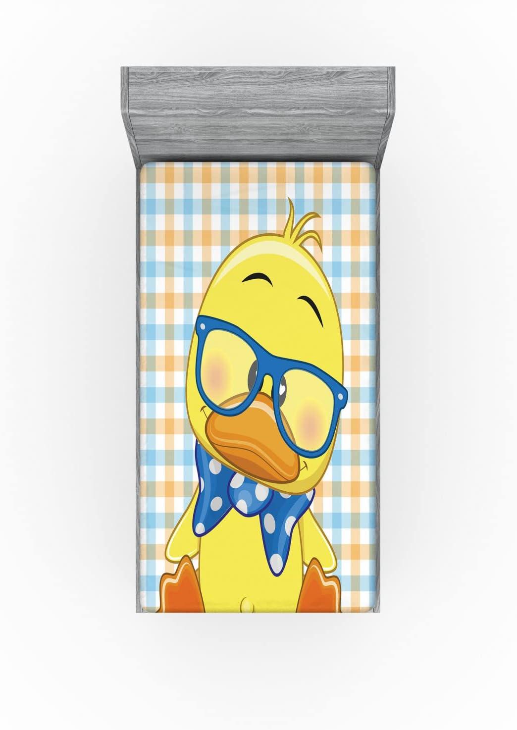 imageAmbesonne Forest 2 Pack Fitted Sheet Woodland Animals Bed Cover AllRound Elastic Deep Pockets 2 Pieces Package Contains 2 Twin Size Fitted Sheets Mustard BrownOrange Yellow Blue