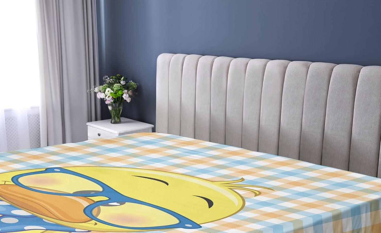 imageAmbesonne Forest 2 Pack Fitted Sheet Woodland Animals Bed Cover AllRound Elastic Deep Pockets 2 Pieces Package Contains 2 Twin Size Fitted Sheets Mustard BrownOrange Yellow Blue