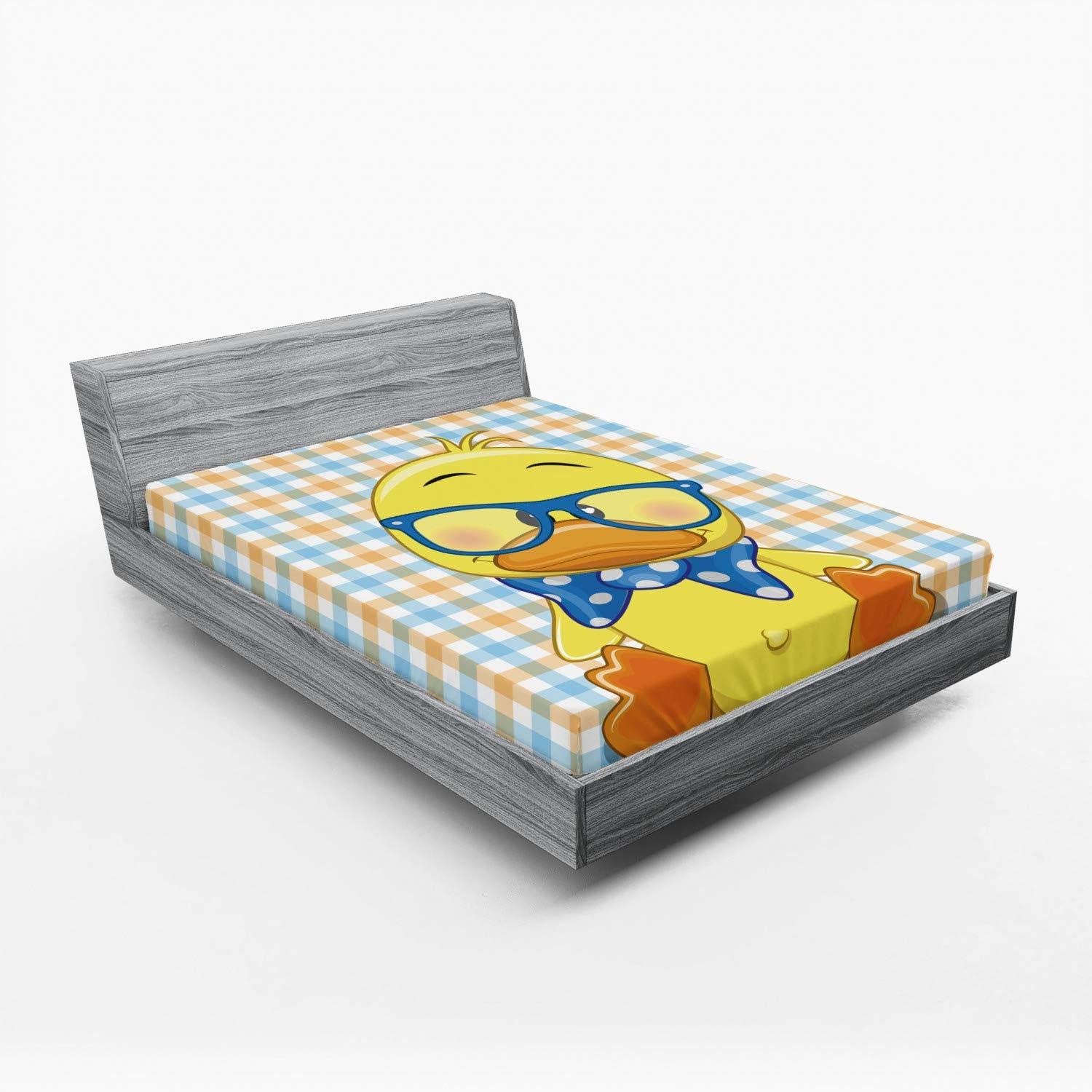 imageAmbesonne Forest 2 Pack Fitted Sheet Woodland Animals Bed Cover AllRound Elastic Deep Pockets 2 Pieces Package Contains 2 Twin Size Fitted Sheets Mustard BrownOrange Yellow Blue
