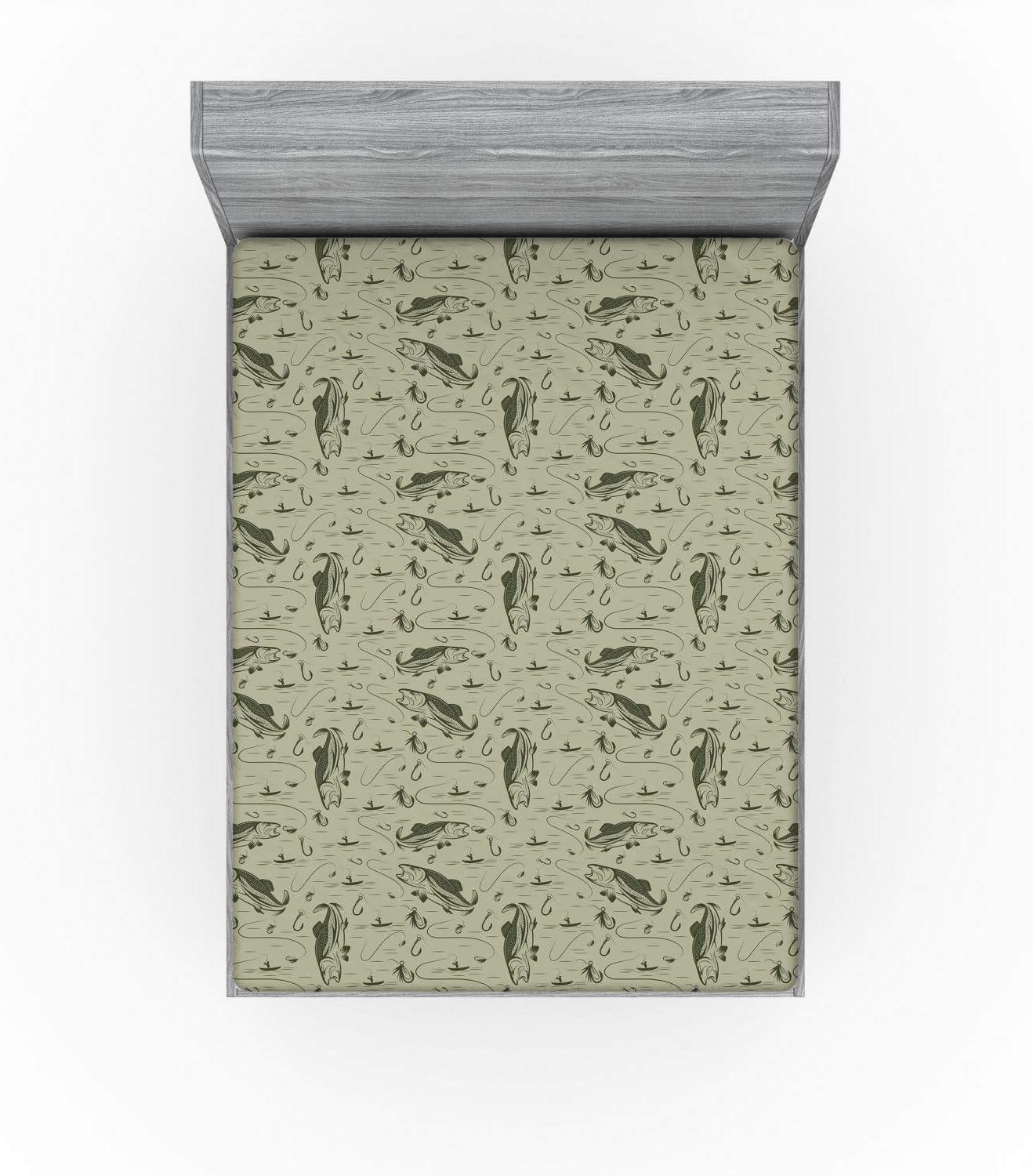 imageAmbesonne Forest 2 Pack Fitted Sheet Woodland Animals Bed Cover AllRound Elastic Deep Pockets 2 Pieces Package Contains 2 Twin Size Fitted Sheets Mustard BrownDusk Green