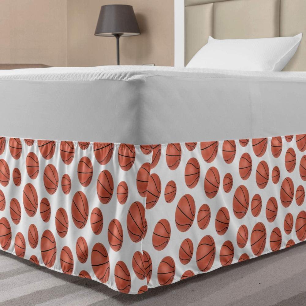 imageAmbesonne Christmas Elastic Bed Skirt Tree Branches Spruce Leaves Balls Bells Cones Poinsettia Flowers Mistletoe Berry Wrap Around Fabric Bedskirt Dust Ruffle for Bedroom King Ruby GreenCinnamon White