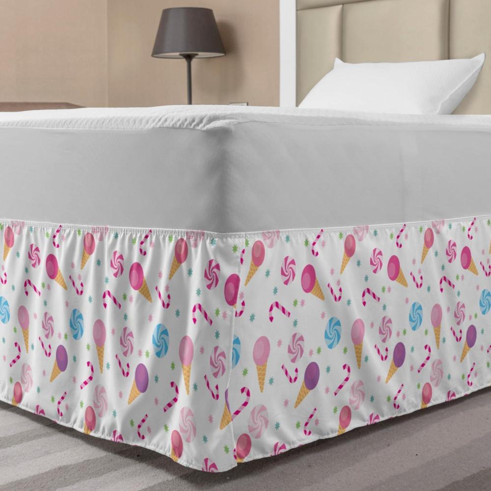 imageAmbesonne Christmas Elastic Bed Skirt Tree Branches Spruce Leaves Balls Bells Cones Poinsettia Flowers Mistletoe Berry Wrap Around Fabric Bedskirt Dust Ruffle for Bedroom King Ruby GreenMagenta