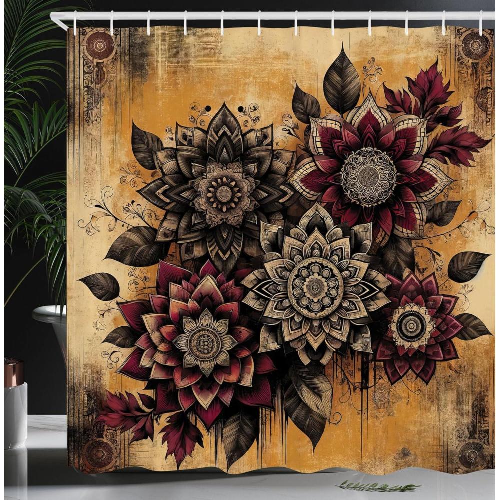 imageAmbesonne Floral Shower Curtain Delicate Pink Bouquet of Spring Nature Blossoms Romantic Design Print Cloth Fabric Bathroom Decor Set with Hooks 69 W x 84 L Rose Sage Green and WhiteBurgundy Marigold Dimgray