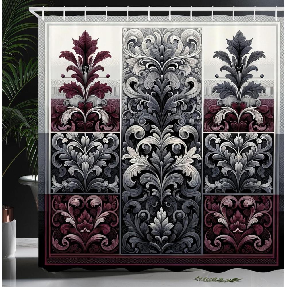 imageAmbesonne Floral Shower Curtain Delicate Pink Bouquet of Spring Nature Blossoms Romantic Design Print Cloth Fabric Bathroom Decor Set with Hooks 69 W x 84 L Rose Sage Green and WhiteMaroon and Dark Blue Grey