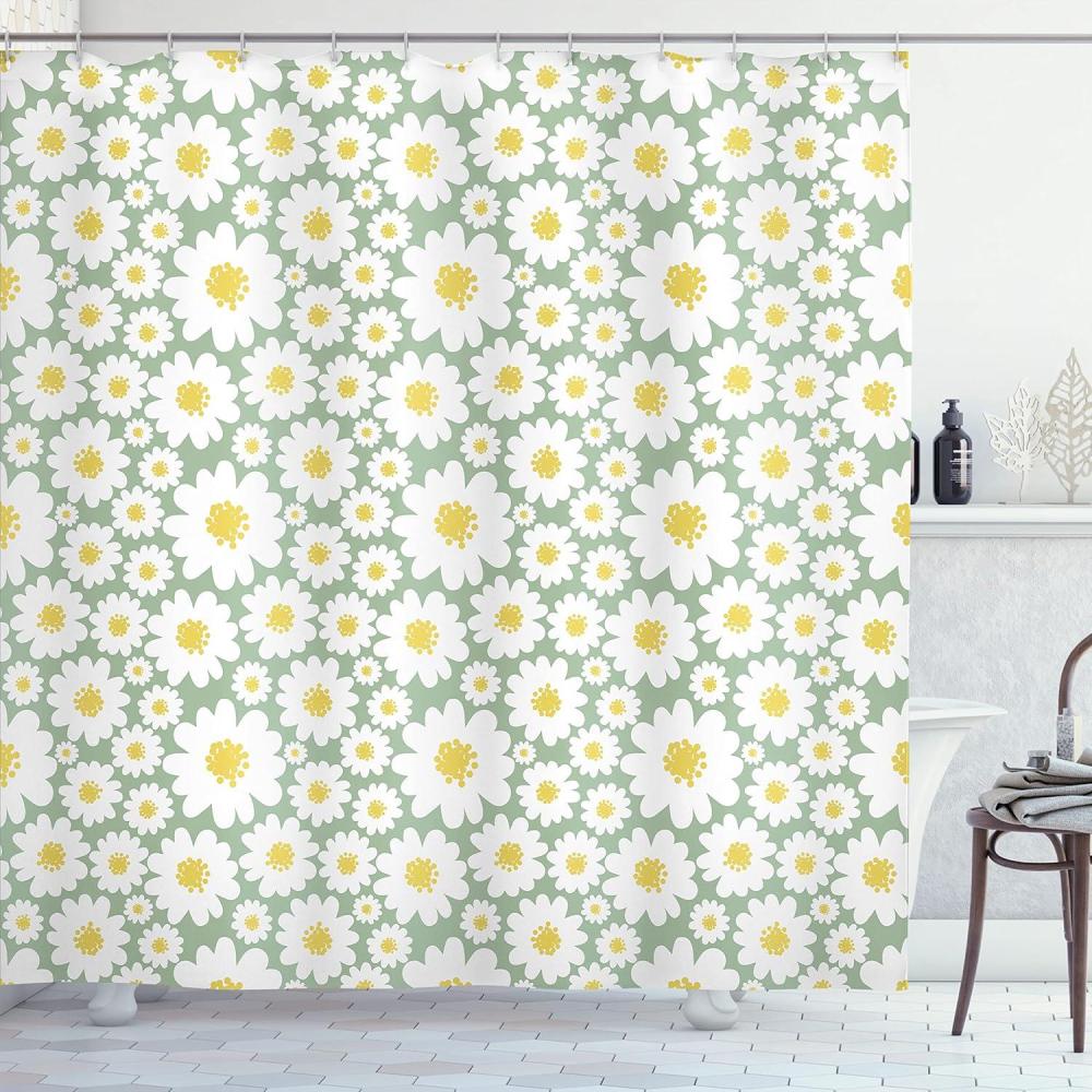 imageAmbesonne Floral Shower Curtain Delicate Pink Bouquet of Spring Nature Blossoms Romantic Design Print Cloth Fabric Bathroom Decor Set with Hooks 69 W x 84 L Rose Sage Green and WhitePale Green