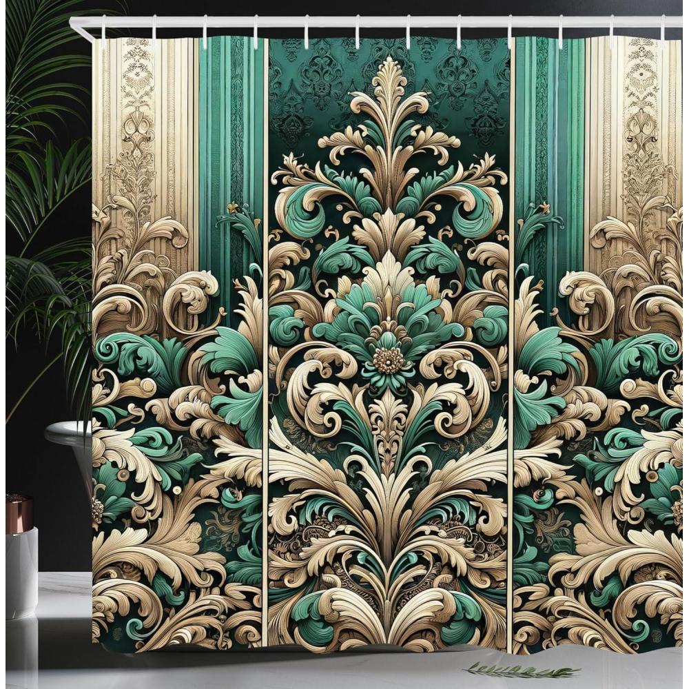 imageAmbesonne Floral Shower Curtain Delicate Pink Bouquet of Spring Nature Blossoms Romantic Design Print Cloth Fabric Bathroom Decor Set with Hooks 69 W x 84 L Rose Sage Green and WhiteTeal Beige and Pale Brown