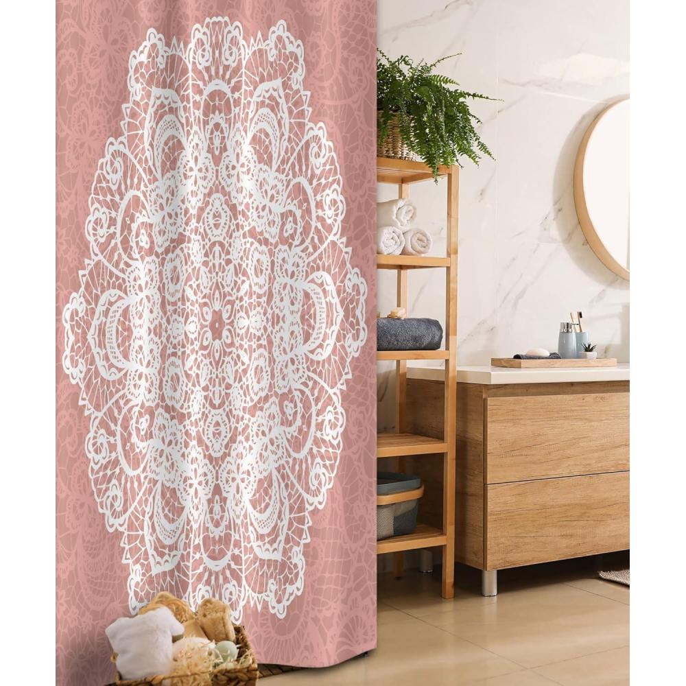 imageAmbesonne Floral Shower Curtain Delicate Pink Bouquet of Spring Nature Blossoms Romantic Design Print Cloth Fabric Bathroom Decor Set with Hooks 69 W x 84 L Rose Sage Green and WhiteDried Rose White