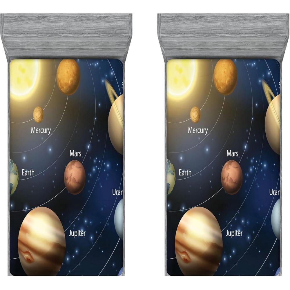 imageAmbesonne Forest 2 Pack Fitted Sheet Woodland Animals Bed Cover AllRound Elastic Deep Pockets 2 Pieces Package Contains 2 Twin Size Fitted Sheets Mustard BrownYellow Black
