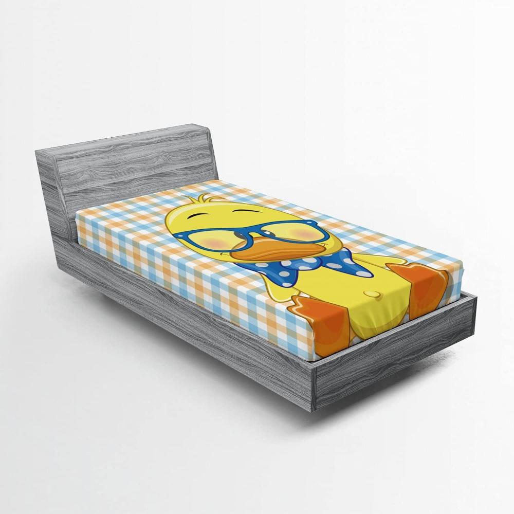 imageAmbesonne Forest 2 Pack Fitted Sheet Woodland Animals Bed Cover AllRound Elastic Deep Pockets 2 Pieces Package Contains 2 Twin Size Fitted Sheets Mustard BrownOrange Yellow Blue