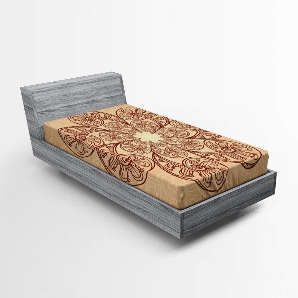 imageAmbesonne Forest 2 Pack Fitted Sheet Woodland Animals Bed Cover AllRound Elastic Deep Pockets 2 Pieces Package Contains 2 Twin Size Fitted Sheets Mustard BrownChestnut Brown