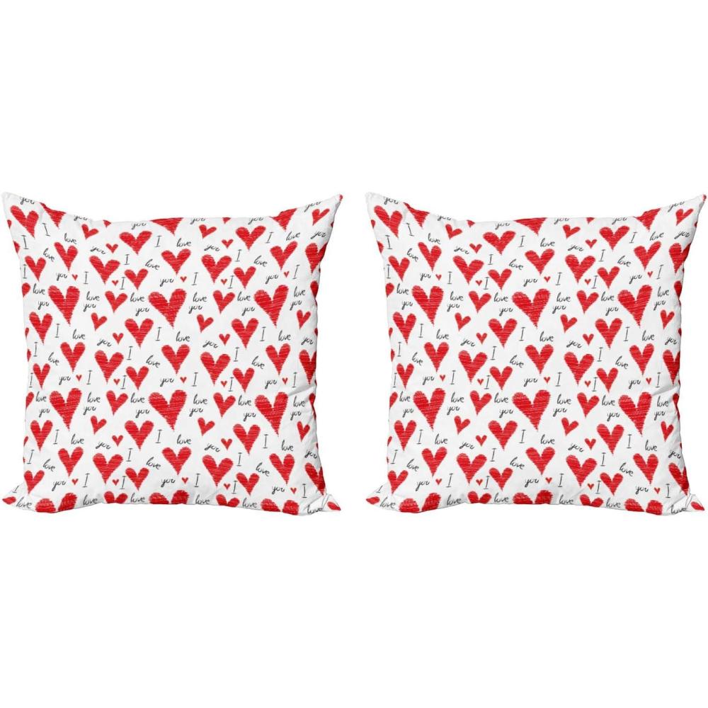 imageAmbesonne Love Decorative Throw Pillow Case Pack of 2 Hand Written I Love You Phrases Heart Valentines Day Inspiration Couch Bedroom Living Room Cushion Cover 18 Vermilion Black White18 x 18 Pack of 2