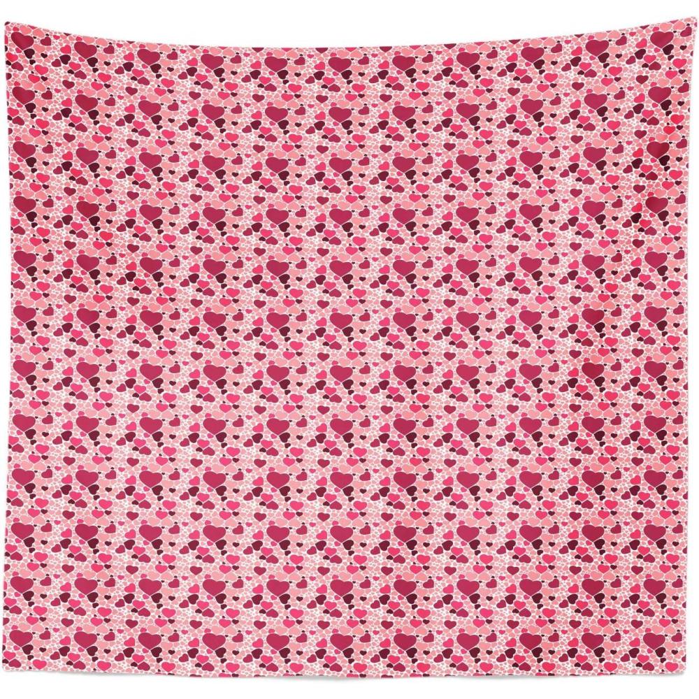 imageAmbesonne Romantic Tapestry Valentines Day Pattern with Heart Shapes in Gradient Pastel Love Fabric Wall Hanging Decor for Bedroom Living Room Dorm 23 X 28 Coral Maroon and Magenta88 X 88
