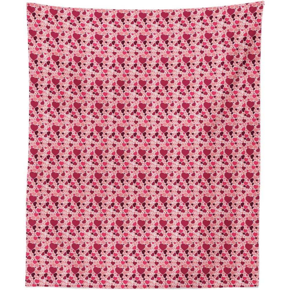 imageAmbesonne Romantic Tapestry Valentines Day Pattern with Heart Shapes in Gradient Pastel Love Fabric Wall Hanging Decor for Bedroom Living Room Dorm 23 X 28 Coral Maroon and Magenta23 X 28