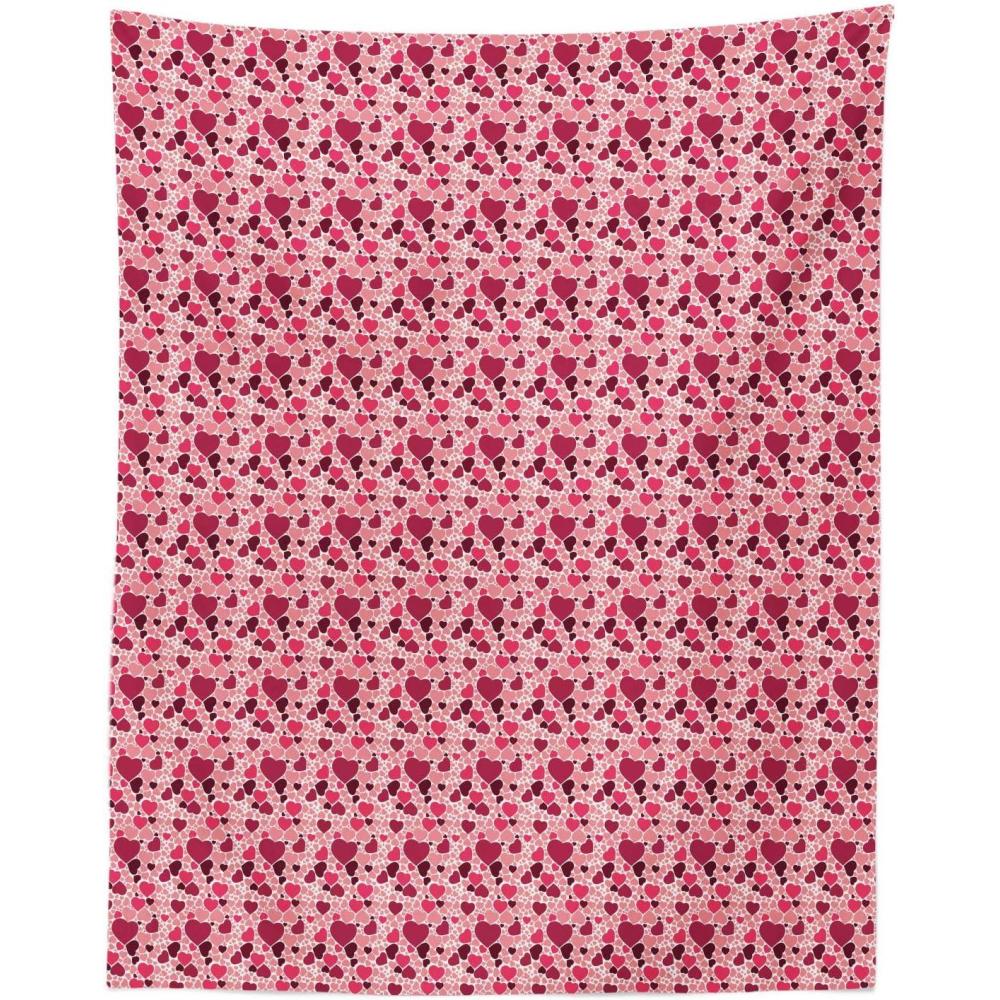 imageAmbesonne Romantic Tapestry Valentines Day Pattern with Heart Shapes in Gradient Pastel Love Fabric Wall Hanging Decor for Bedroom Living Room Dorm 23 X 28 Coral Maroon and Magenta68 X 88