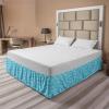 Ambesonne Christmas Elastic Bed Skirt, Tree Branches Spruce Leaves Balls Bells Cones Poinsettia Flowers Mistletoe Berry, Wrap Around Fabric Bedskirt Dust Ruffle for Bedroom, King, Ruby Green(Pale Blue)